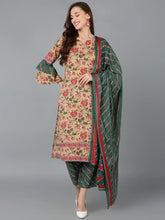 Women Cotton Floral Printed Kurta Trousers-VKSKD1193A