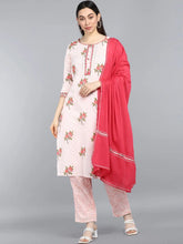 Pure Cotton Printed Kurta Pant Dupatta-VKSKD1021AB