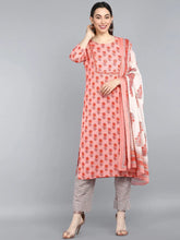 Pure Cotton Printed Kurta Pant Dupatta-VKSKD1019AB
