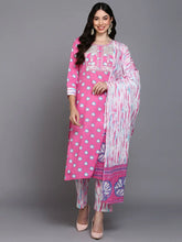 Cotton Pink Bandhani Printed Straight Kurta Pant-VKSKD1927