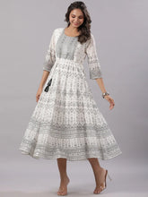 Women Off-White Georgette Flared Maxi Dress