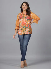 Women Brown Muslin Printed Tunic