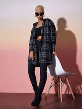 Women Black & White Check Lounge Shirt Dress