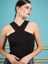 Women Black Halter Neck Top