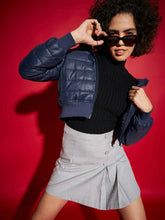 Women Solid Standard Navy Full Sleeve Jacket