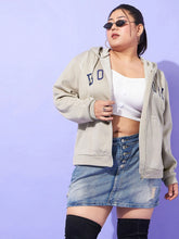 Women Printed Standard Grey Full Sleeve Jacket