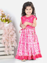 Pure Cotton Sleeveless Frill Lehenga Choli for Girls- Pink