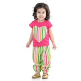 Girls Heart patch Pure Cotton Patch Top with Harem pant Indo Western Clothing Sets - Pink