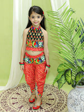 Halter Neck Printed Cotton Choli With Dhoti-Black