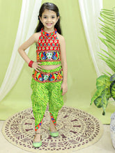 Halter Neck Printed Cotton Choli With Dhoti-Maroon