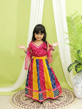 Bandhani Kali Lehenga with Choli and Dupatta for Girls- Pink