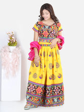 Girls Navratri Peacock embroidery Navratri Chaniya Choli with Dupatta for Garba- Yellow