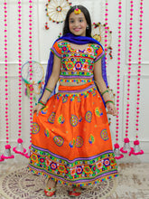 Girls Peacock embroidery Navratri Chaniya Choli with Dupatta- Orange