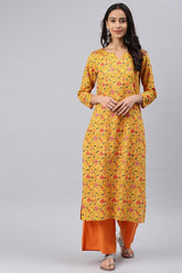 Beautiful Mustard Color Printed Cotton Fabric Kurti