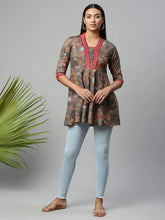 Brown Digital Printed Cotton Tunic-AHTUMGDP-8077