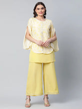 Yellow Crepe Printed Top Palazzo Set-AHTPPZ-COMBO-457