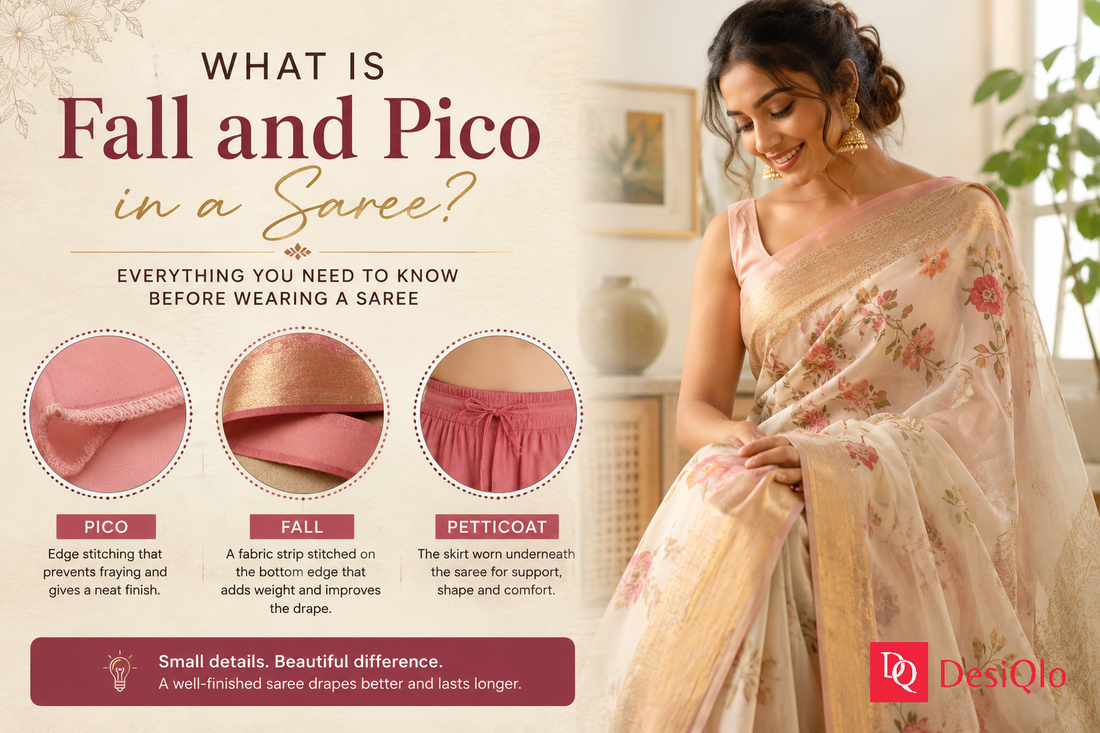 What is fall and pico in a saree explained visually