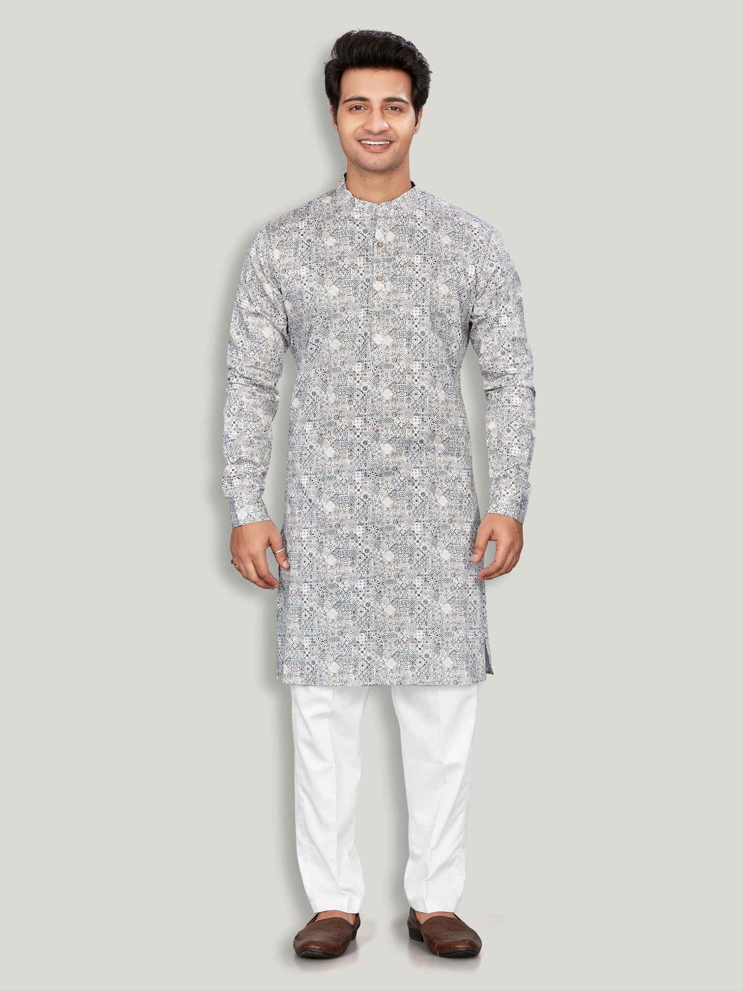 Cotton Kurta for Men - Multicolor | KPAVCUPWH3 | DesiQlo