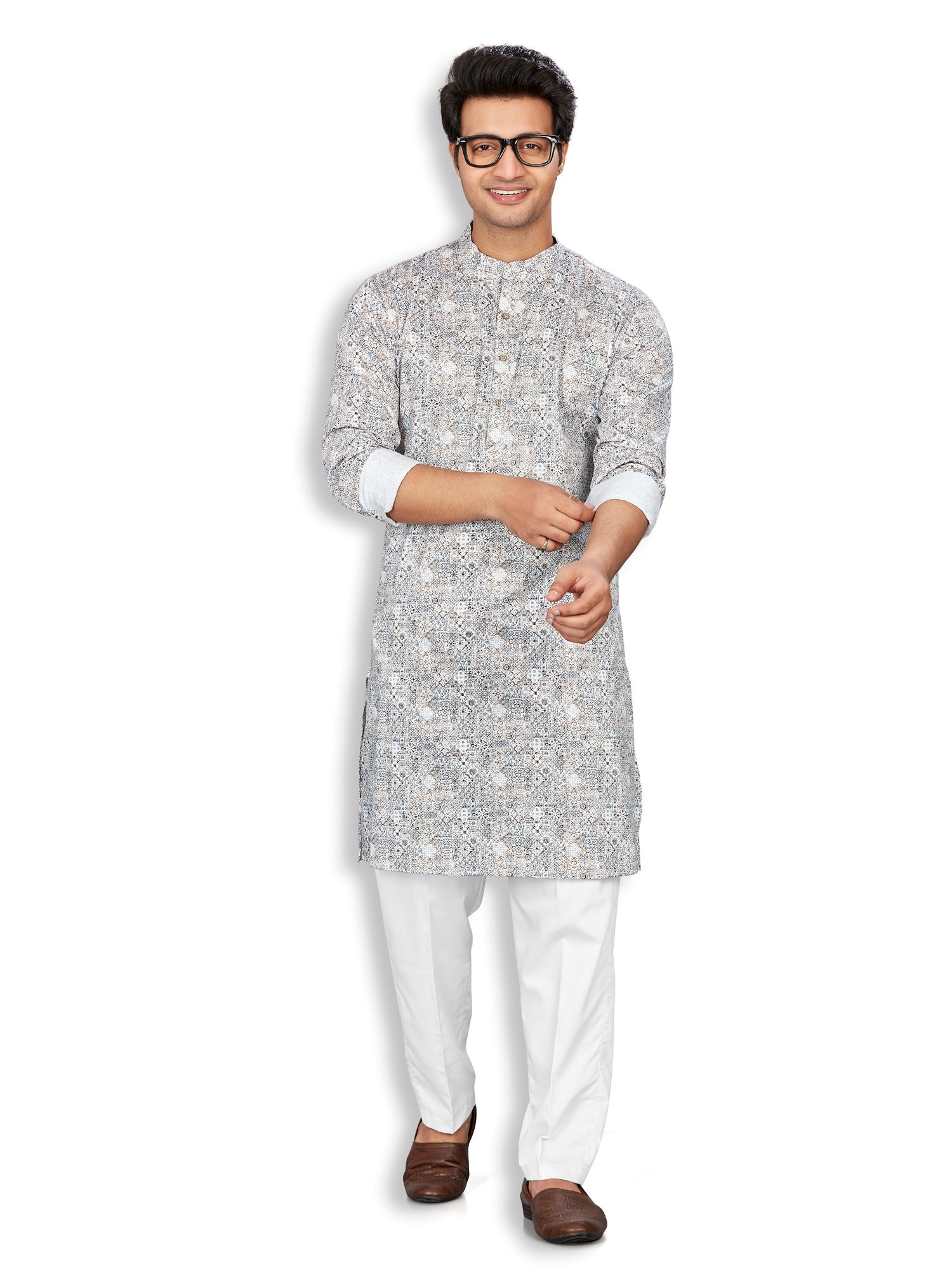 Cotton Kurta for Men - Multicolor | KPAVCUPWH3 | DesiQlo