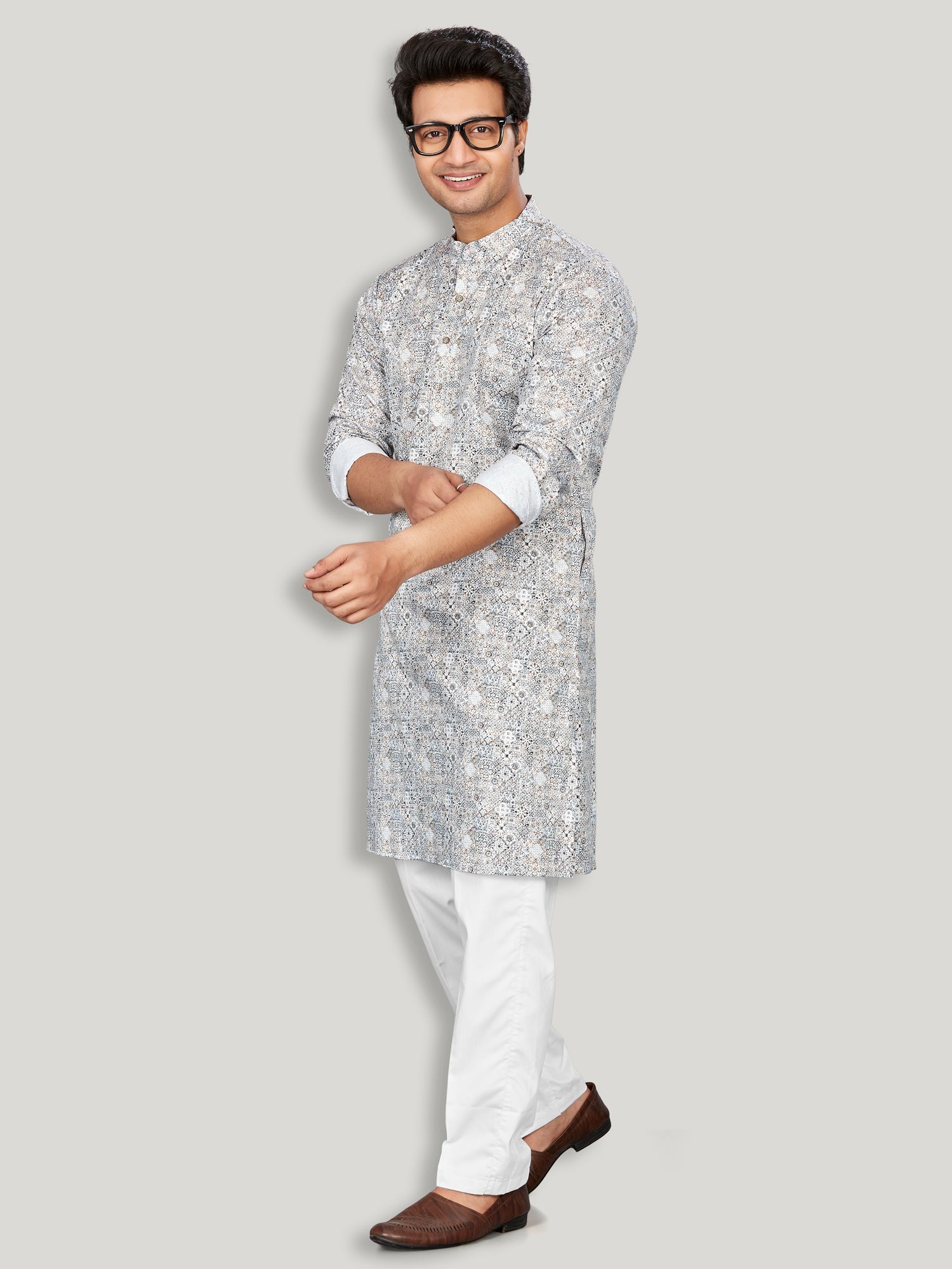Cotton Kurta for Men - Multicolor | KPAVCUPWH3 | DesiQlo