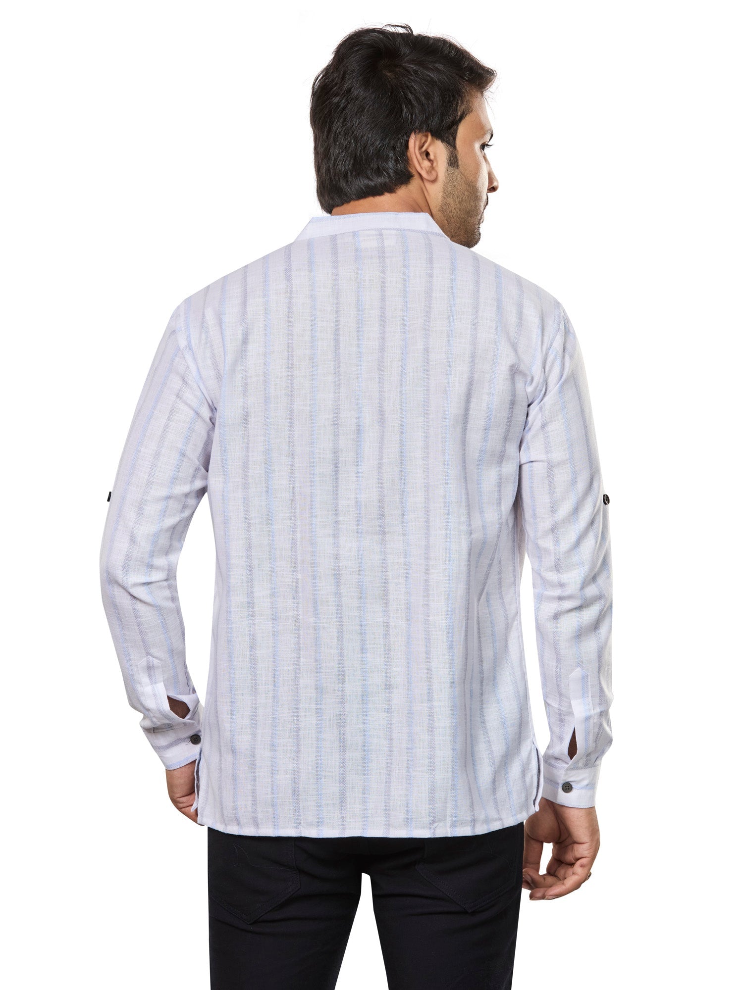 Cotton Short Kurta for Men - White | SKRTSTWBLG | DesiQlo
