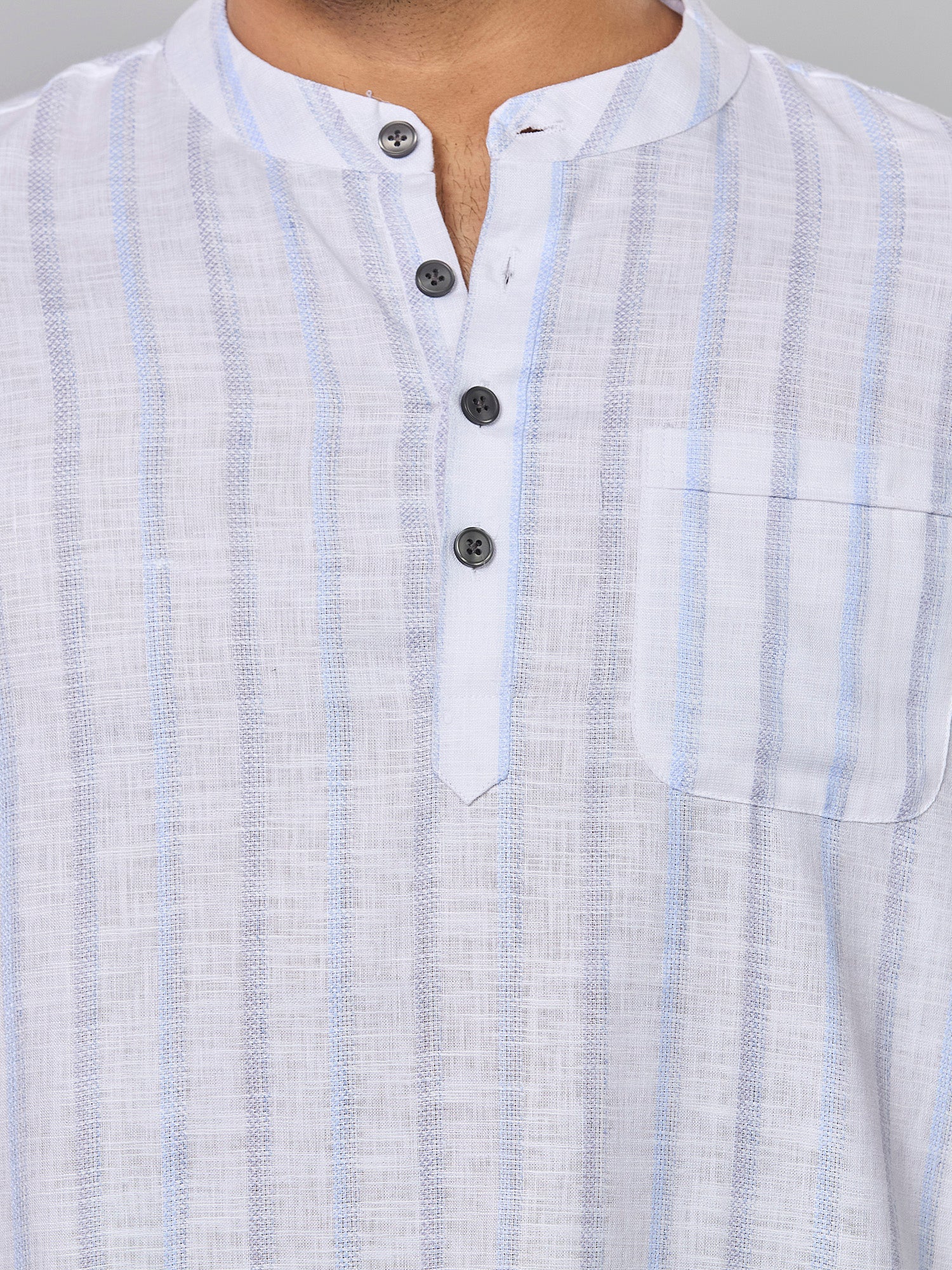 Cotton Short Kurta for Men - White | SKRTSTWBLG | DesiQlo