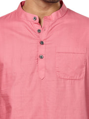 Cotton Short Kurta Half Sleeves for Men - Peach | SHSRSSPIN3