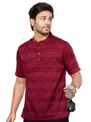 Cotton Short Kurta Half Sleeves for Men - Navy Blue | SHAVFLOMAR