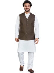 Cotton Nehru Jacket for Men - Green | WCSRVNMG38