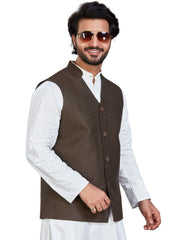 Cotton Nehru Jacket for Men - Green | WCSRVNMG38