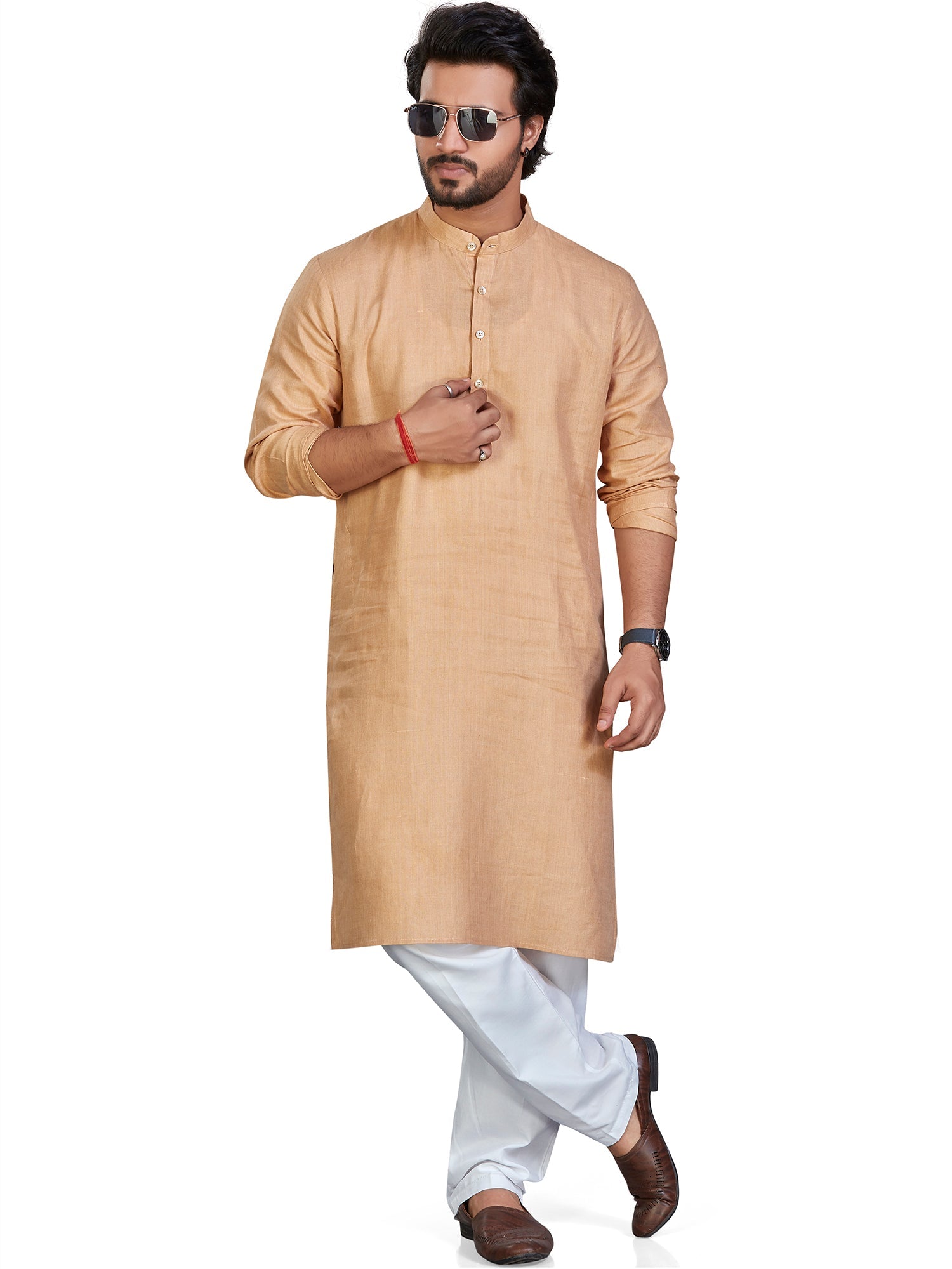 Linen Kurta for Men - Brown | KULM60LBIS | DesiQlo