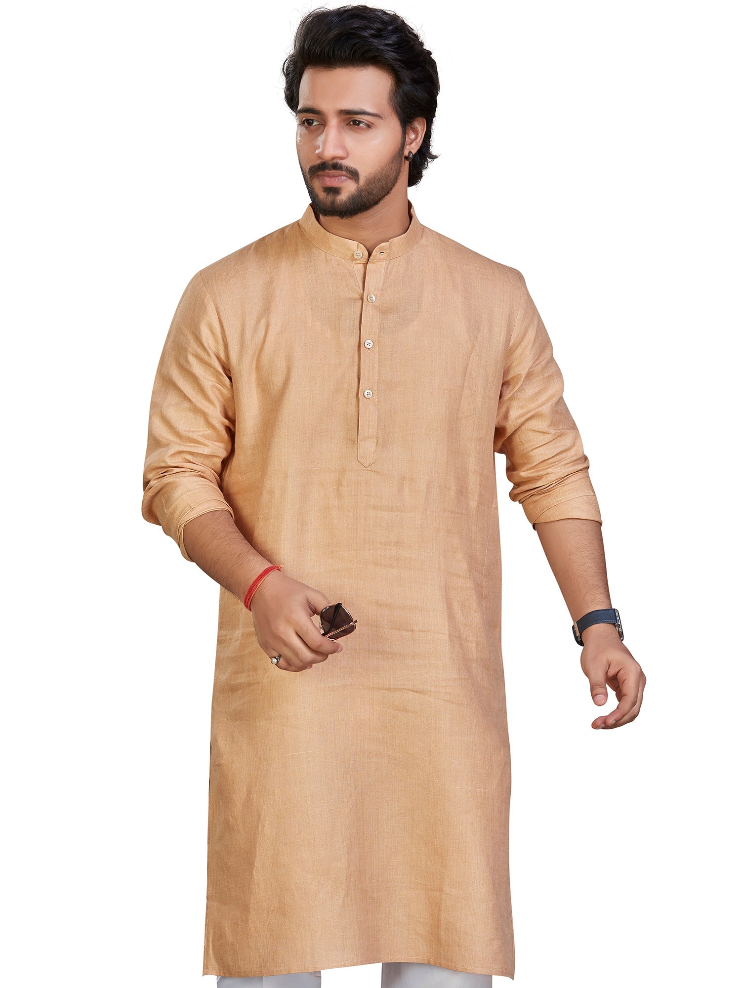 Linen Kurta for Men - Brown | KULM60LBIS | DesiQlo