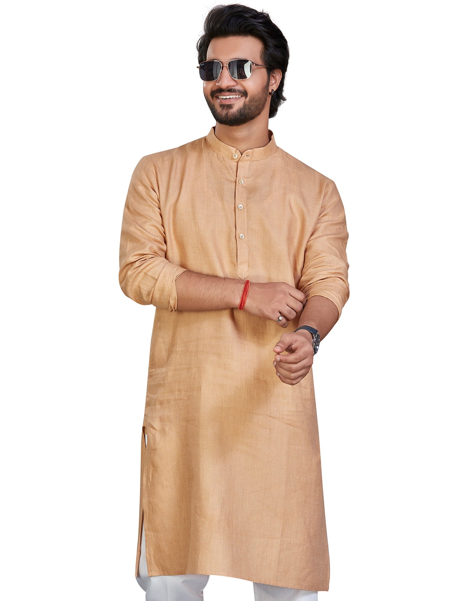 Linen Kurta for Men - Brown | KULM60LBIS | DesiQlo