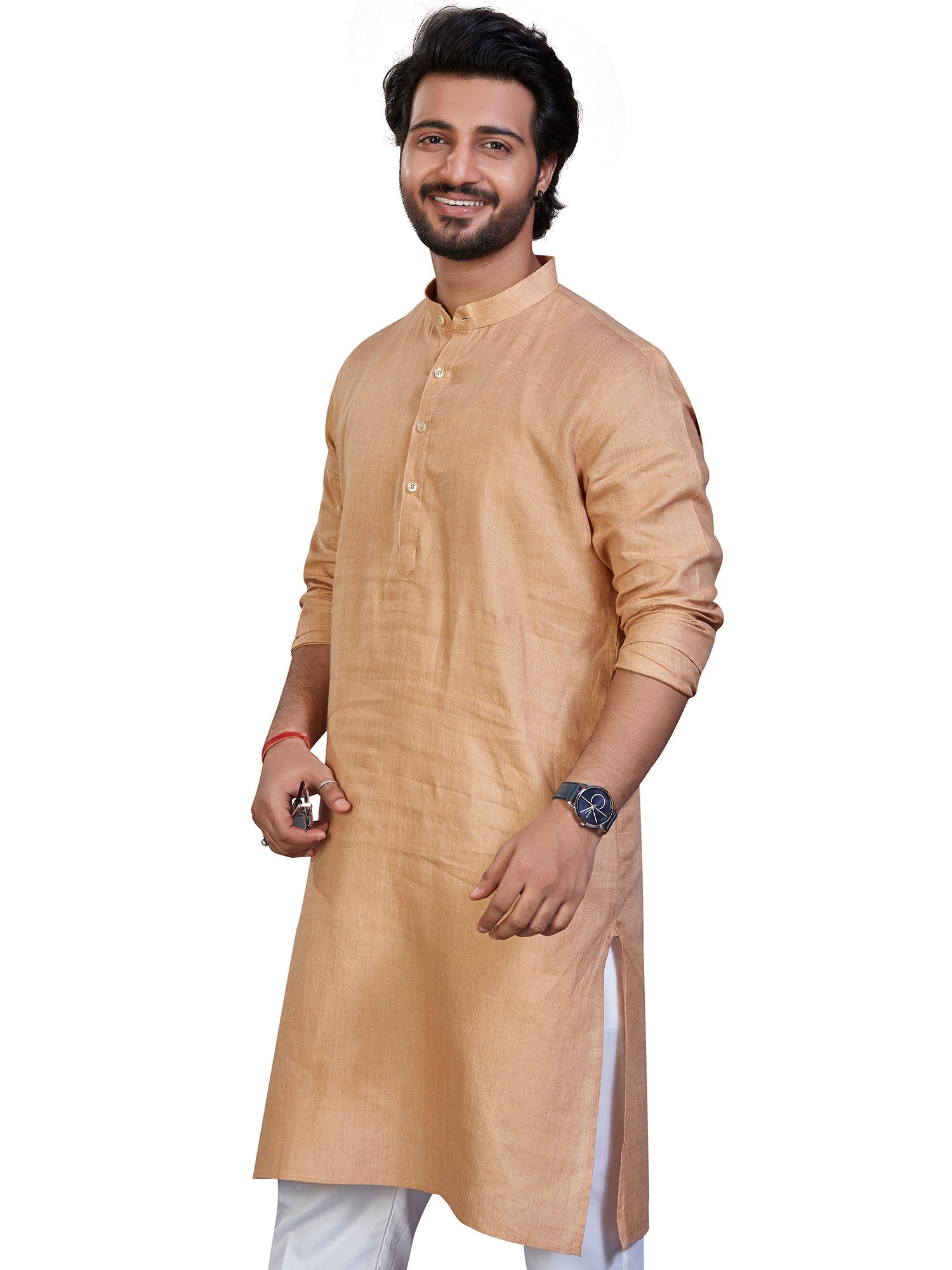 Linen Kurta for Men - Brown | KULM60LBIS | DesiQlo