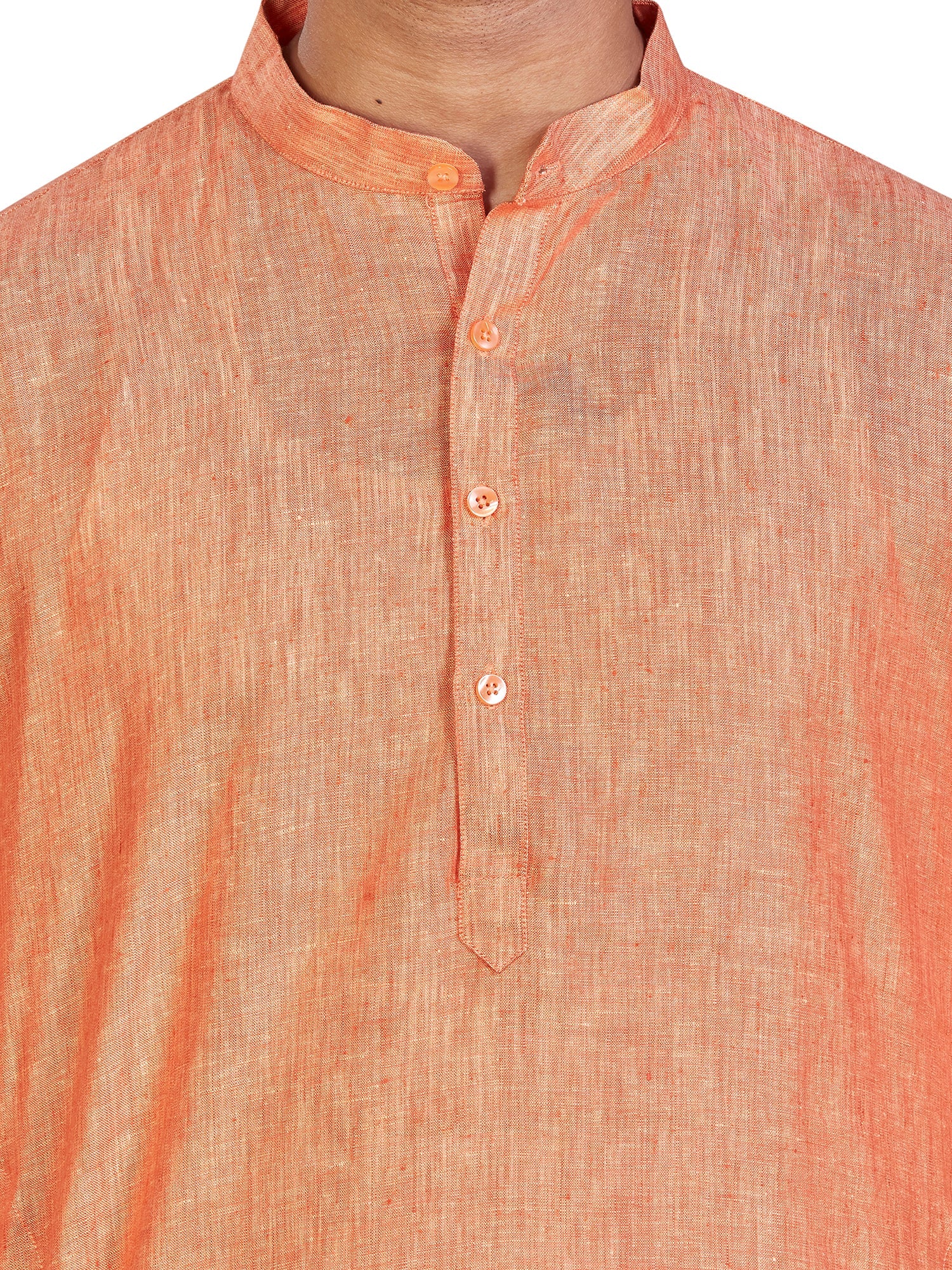 Linen Kurta for Men - Orange | KULM60LPCH | DesiQlo