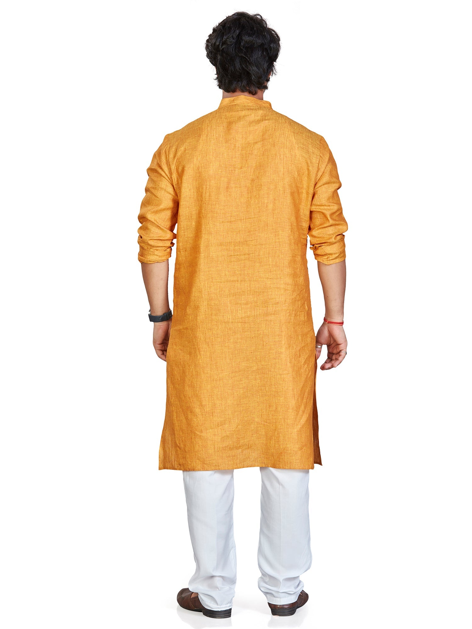 Linen Kurta for Men - Yellow | KULM60LGOL | DesiQlo