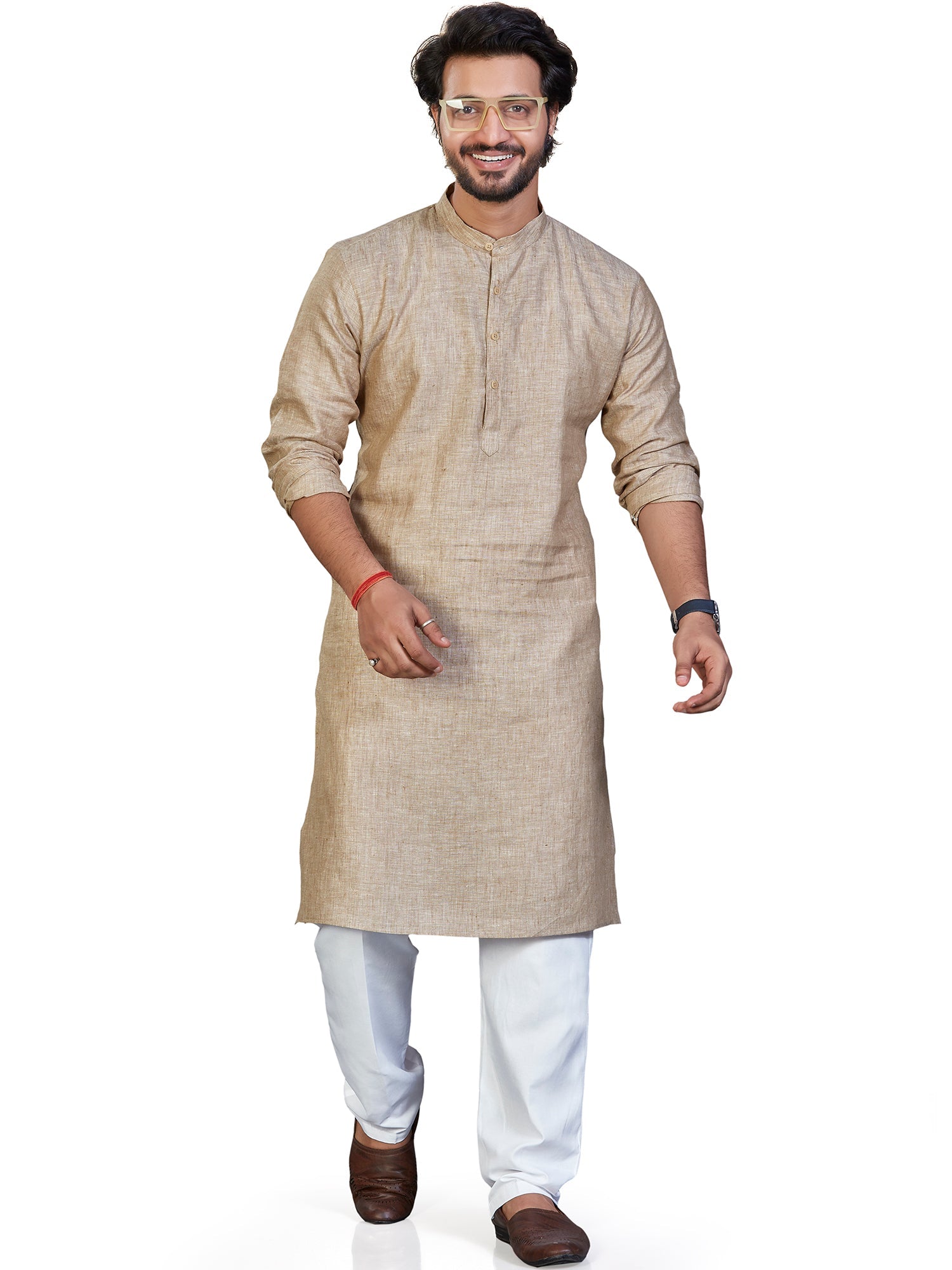Linen Kurta for Men - Beige | KULM60LBE3 | DesiQlo