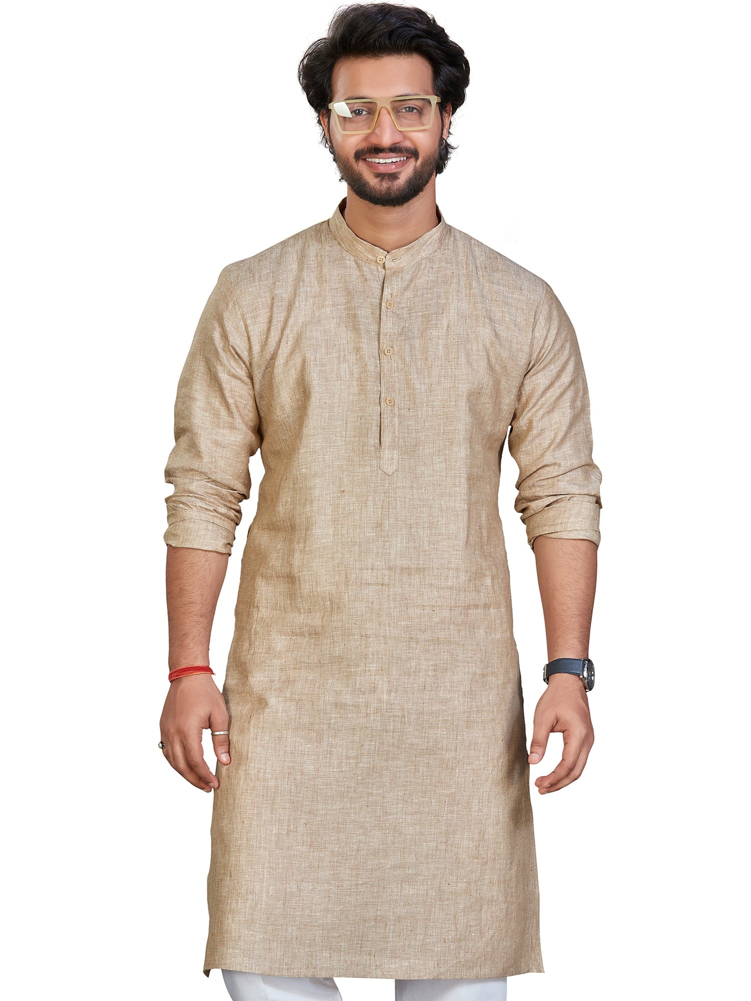 Linen Kurta for Men - Beige | KULM60LBE3 | DesiQlo