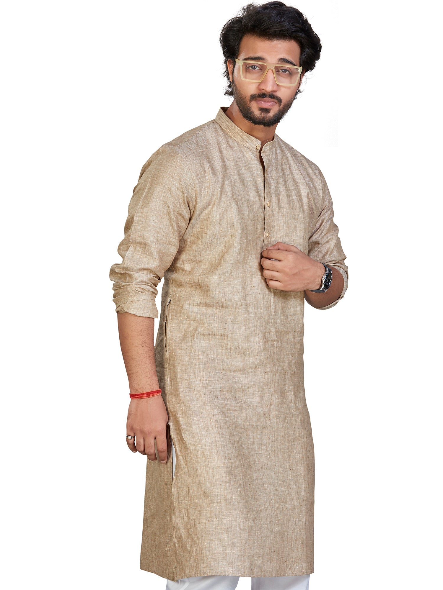 Linen Kurta for Men - Beige | KULM60LBE3 | DesiQlo