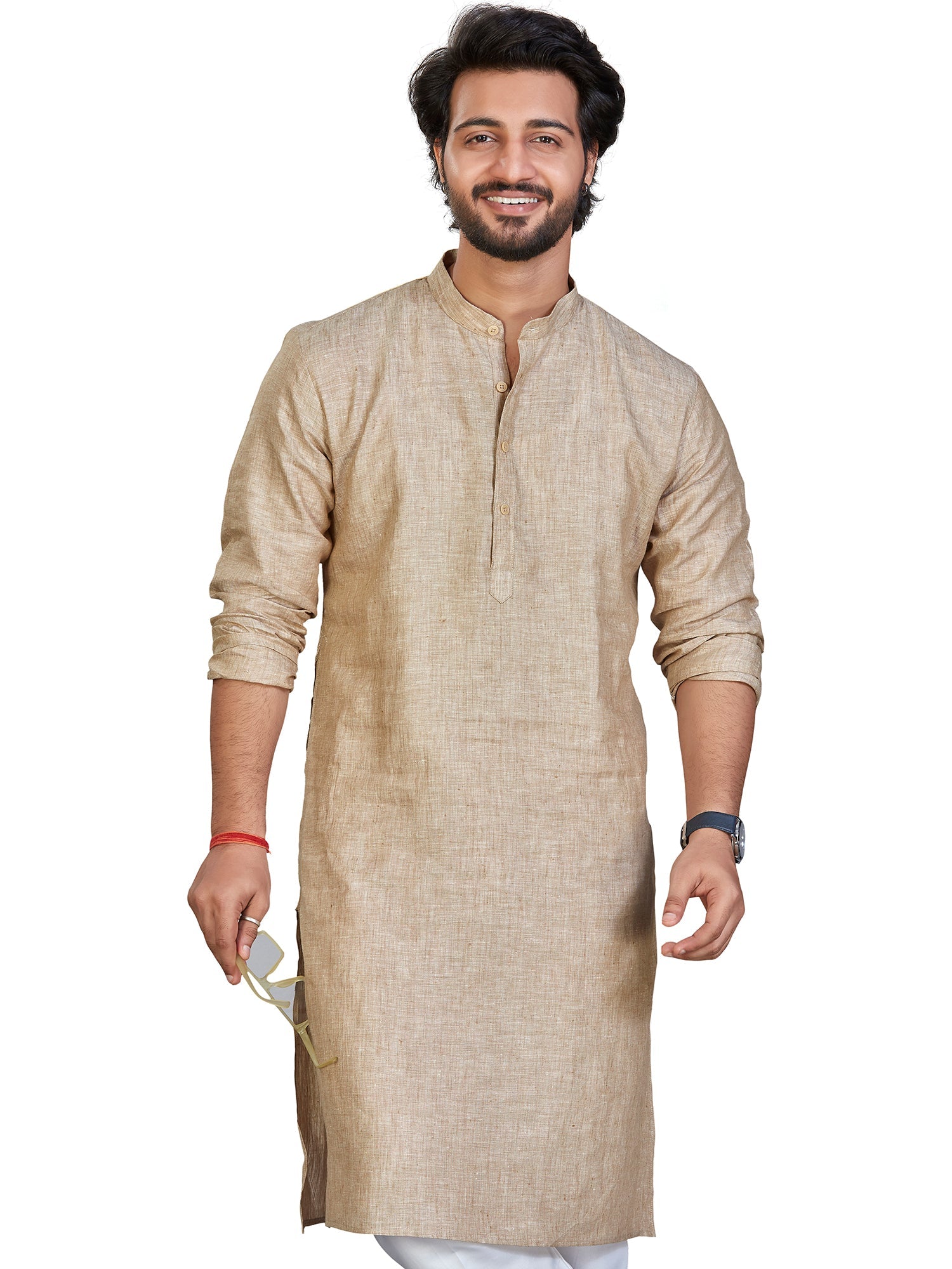Linen Kurta for Men - Beige | KULM60LBE3 | DesiQlo