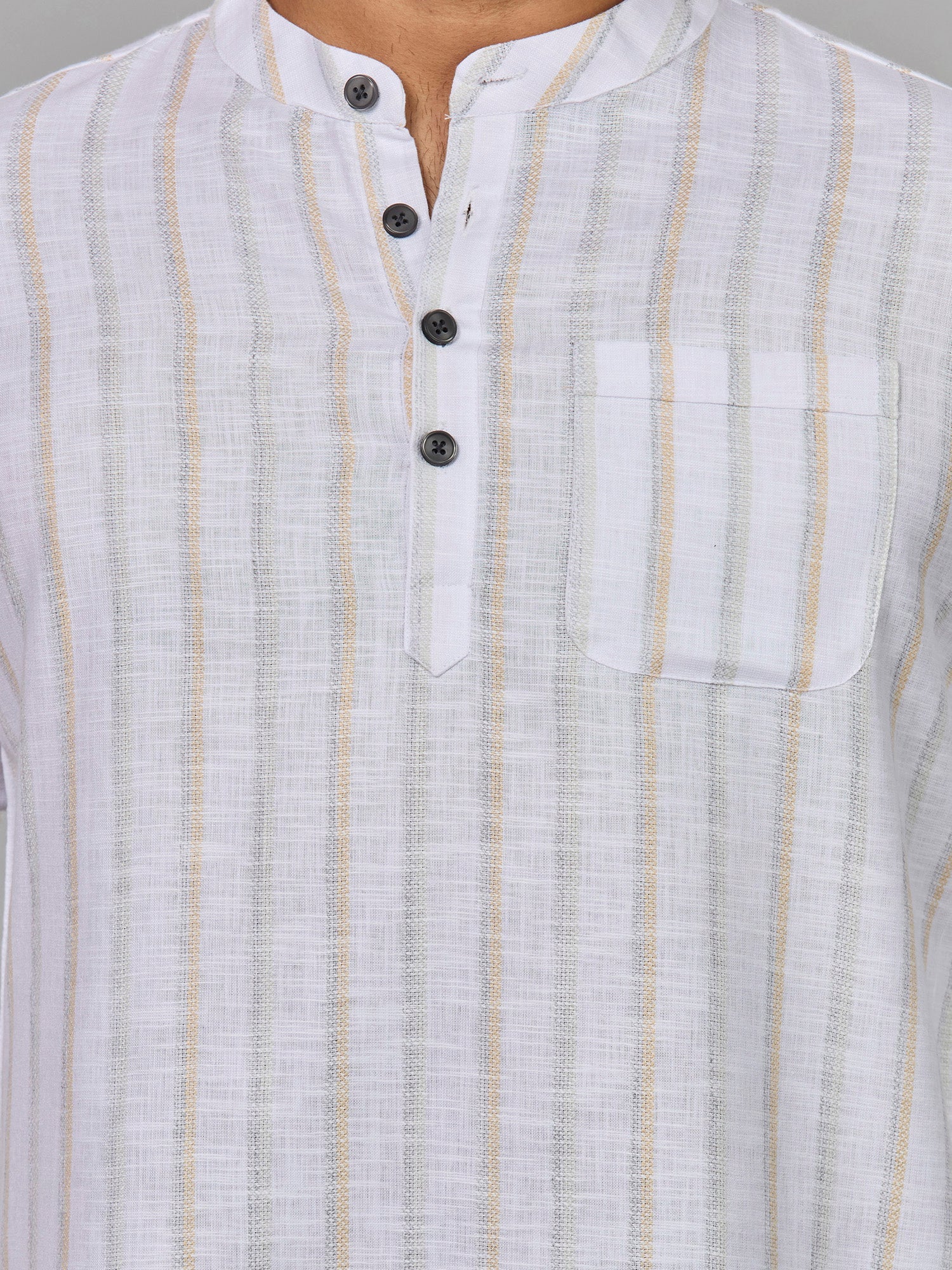 Cotton Short Kurta for Men - White | SKRTSTWYGN | DesiQlo