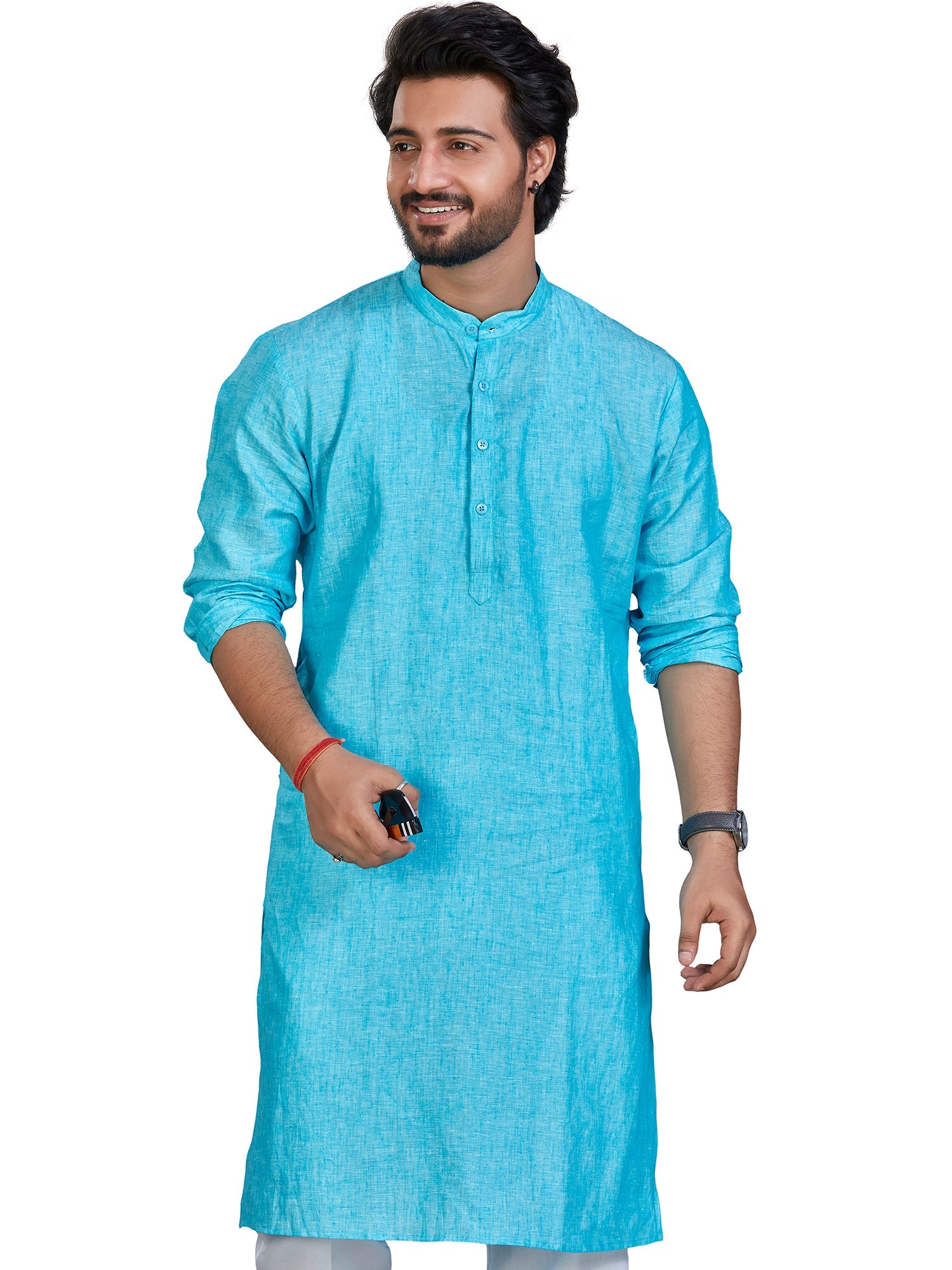 Linen Kurta for Men - Blue | KULM60LBLU | DesiQlo