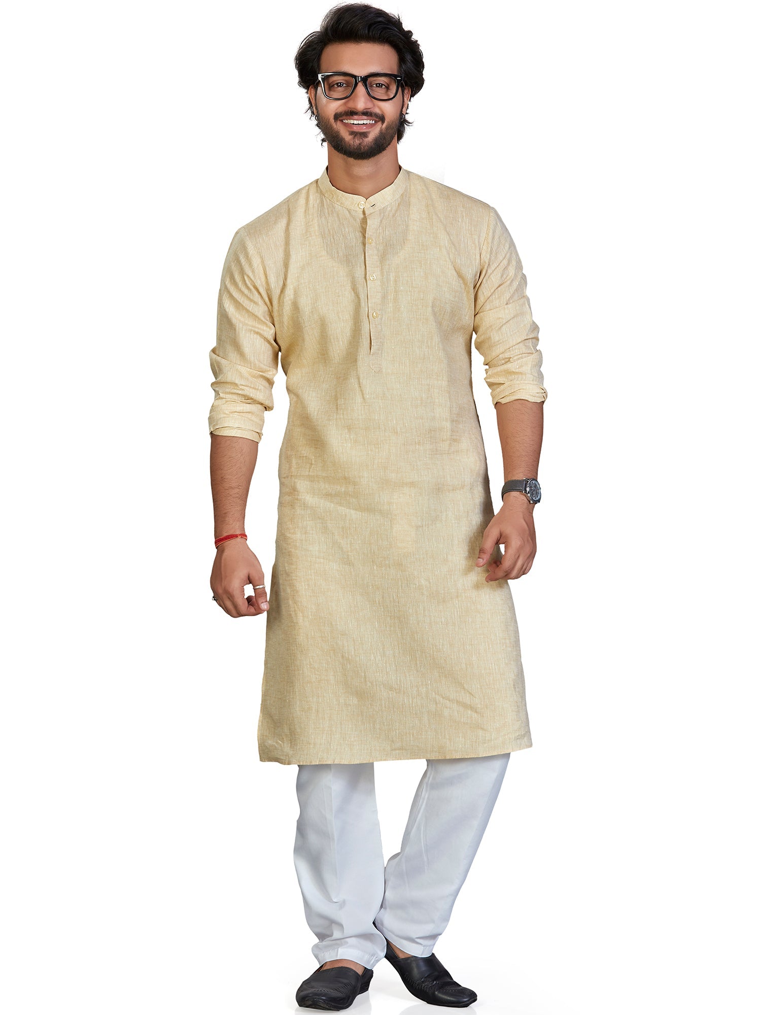 Linen Kurta for Men - Yellow | KULM60LYEL | DesiQlo