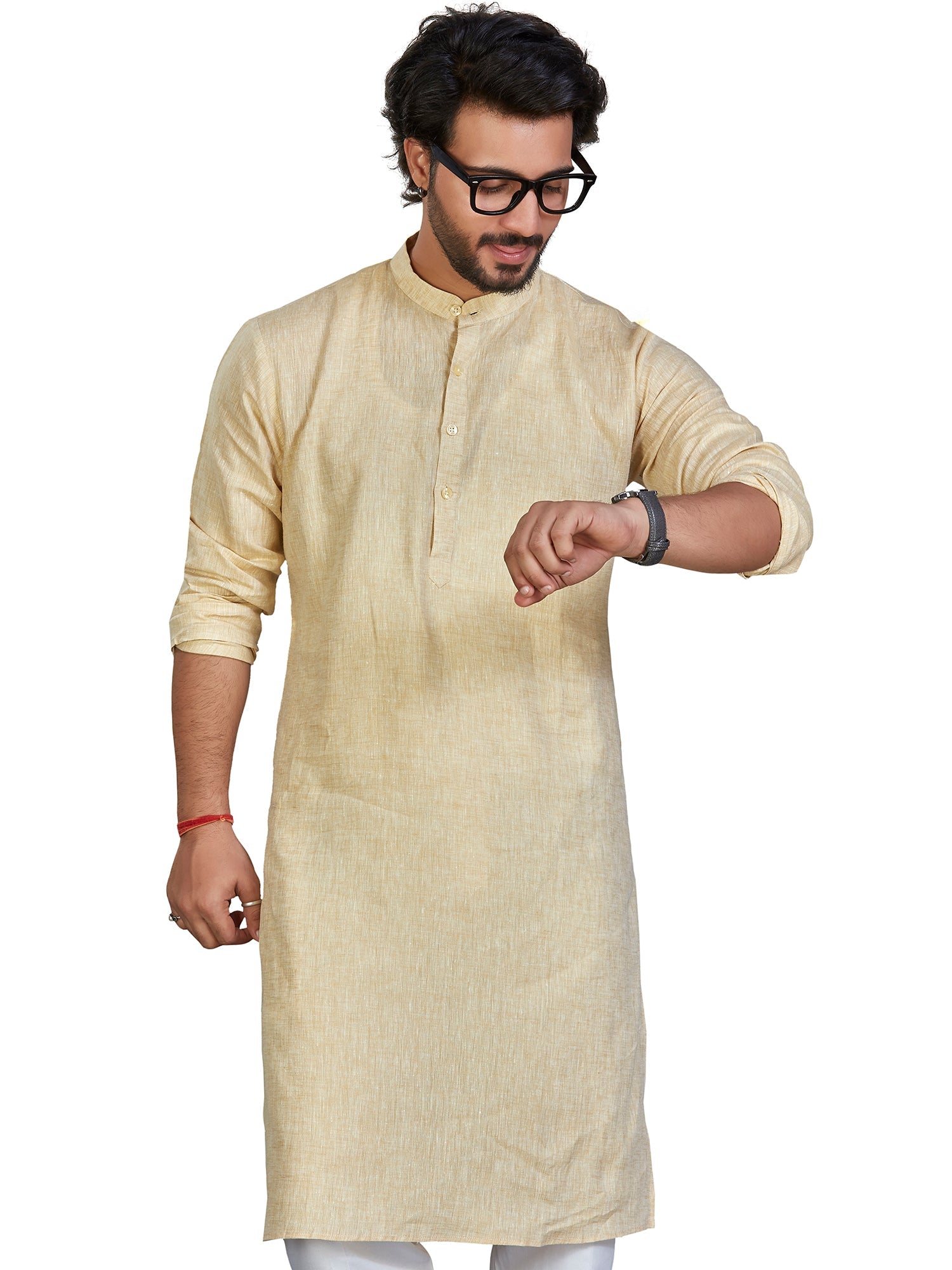 Linen Kurta for Men - Yellow | KULM60LYEL | DesiQlo