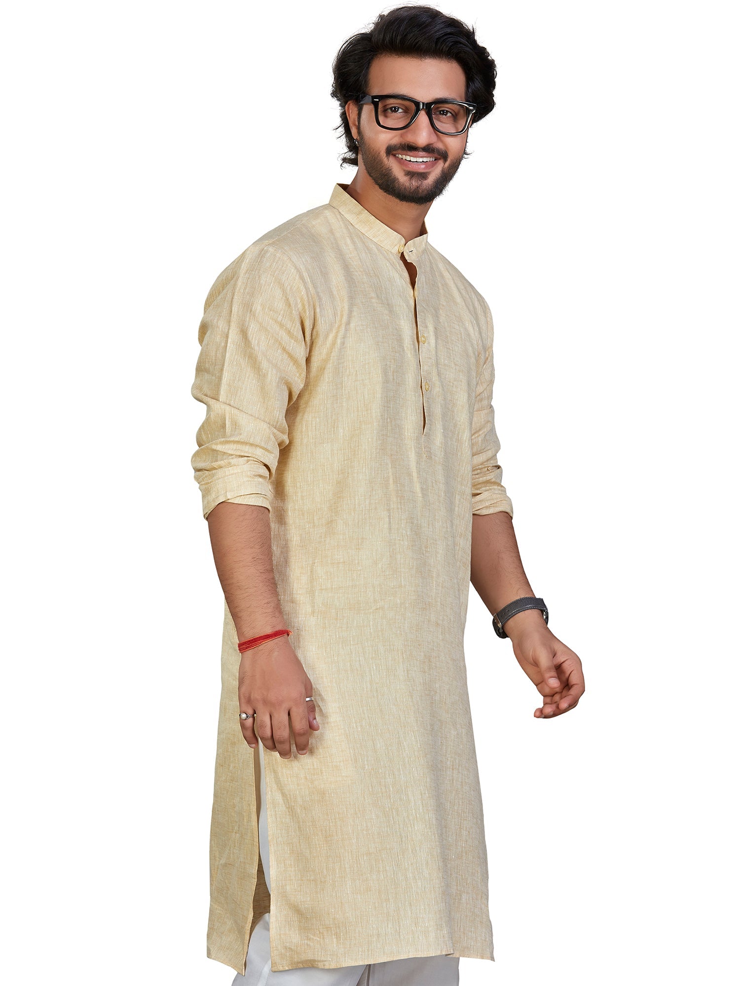 Linen Kurta for Men - Yellow | KULM60LYEL | DesiQlo