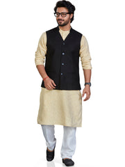 Cotton Nehru Jacket for Men - Black | WCSRVNBLK3
