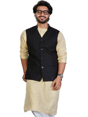 Cotton Nehru Jacket for Men - Black | WCSRVNBLK3