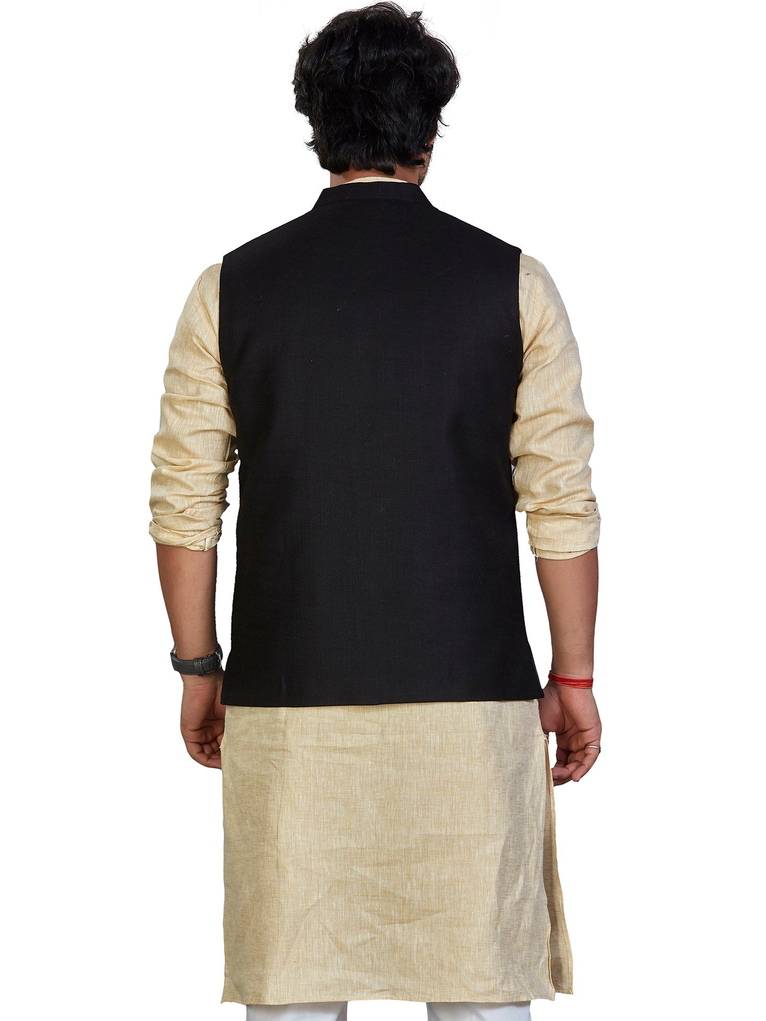 Cotton Nehru Jacket for Men - Black | WCSRVNBLK3 | DesiQlo