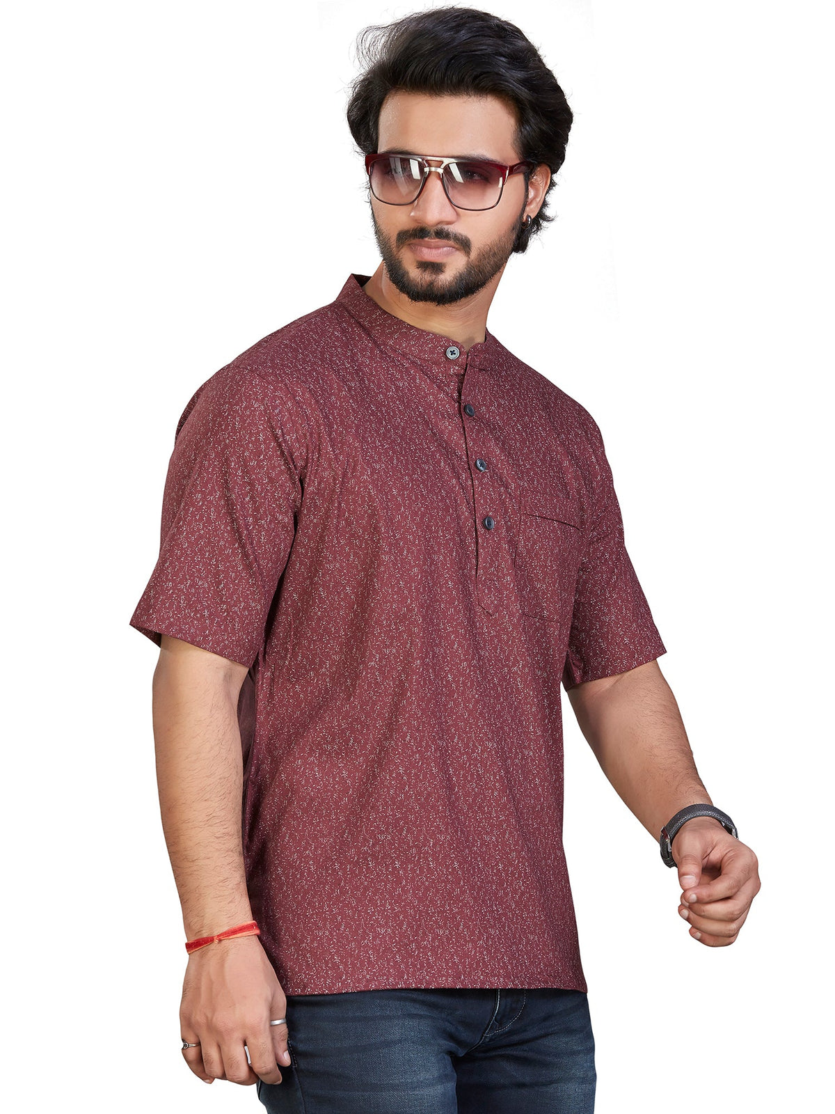 Cotton Short Kurta for Men - Multicolor | SHAVPRMAR3