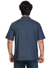 Cotton Short Kurta Half Sleeves for Men - Navy Blue | SHAVPRBLU3